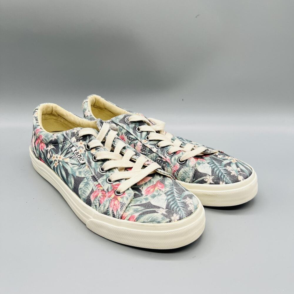 Taos Shoes Women 8.5 Multicolor Floral Canvas Plim Soul Lace Up Sneakers Comfort - Picture 2 of 11